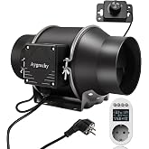 Aygrochy Extractor Fan 150 mm, Extractor Fan 683 m&sup3;/h, with Power Outlet with Timer, Delay and Temperature and Humidity Senso