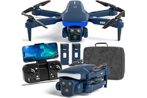 KARUISRC Drone con cámara para adultos 1080P, lente ajustable 135°, drone plegable con despegue/aterrizaje con un botón para principiantes, quadcopter RC FPV con retención de altitud, flip 3D, 2 baterías