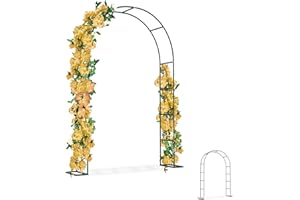 YRHome Rosenbogen aus Metall stabil Gartenbogen 192 x 38 x 240 cm Rosenbögen Rosengestell Pflanzenständer für Rosen und Kletterpflanzen Rankhilfe für Garten Dekoration Hochzeitsdekoration Dunkelgrün