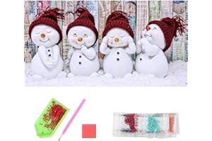 SHANFAA Weihnachten Schneemann DIY Diamant Malerei Kits,5D Diamond Painting,Runde Vollbohr Kristall Strass Stickerei Kunsthandwerk für Wohnwanddekoration, Weihnachts Dekoration Geschenke,50x30cm
