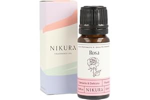 Nikura Olio Profumato alla Rosa - 10ml | per Regali, Diffusori, Produzione di Candele e Sapone | Ottimo da usare per Bombe da Bagno, Olio Profumato, Profumatori | Vegano e Prodotto in UK