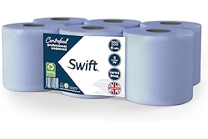 COS® 6 Rolls Swift Centrefeed Prof Blue Embossed 55m - 2 Ply Embossed - Strong & Absorbent Hand Towel - Ideal for Home, Office, Kitchen, Garage & Commercial Use