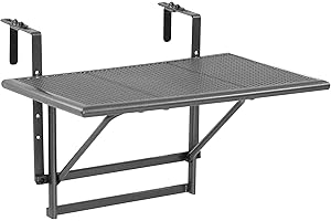 greemotion – Mesa de pared, colgante, suspendida, para balcón, terraza y patio, Mesa rectangular, desayuno, comedor, Mueble mobiliario auxiliar de exterior, Pequeño, Gris