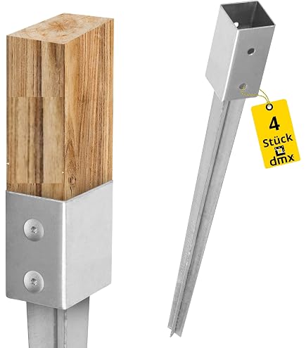 Lot De 4 Ancrages Pour Poteaux En Bois – Douilles à Enfoncer Galvanisées, 38 Cm, Pour Balançoire Et Jeux Extérieurs