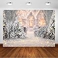 Avezano 7x5ft Christmas Winter Bokeh Backdrop for Photography Xmas Tree Snow Snowflake Background White Decoration Banner for Baby Shower Birthday Photo Props