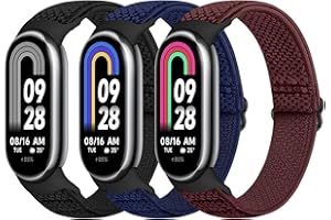Bcuckood Elastisches Armband kompatibel mit Xiaomi Mi Band 8 Damen Herren, dehnbares Solo Loop Uhrenarmband weiches elastisches Nylon Ersatzarmband für Xiaomi Mi Band 8, 3 Stück