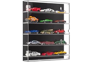 KISLANE 5-Tier Acrylic Display Case for Toy Cars & Matchbox Cars, Transparent Toy Car Showcase with Magnetic Switch Door (5-Tiers)