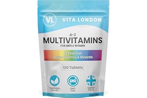 VL VITA LONDON Multivitamin Tablets for Women & Men | 22 Essential Active Multi Vitamins & Minerals | 4 Month Supply (Tablet, not Powder or Multivitamins Capsule) | UK Made Supplements