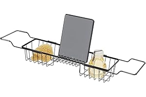 BOSPHORUS iDesign 23817, Badewannenbretter 57,3 - 81,3 cm x 17,0 cm x 11,2 cm Mattschwarz