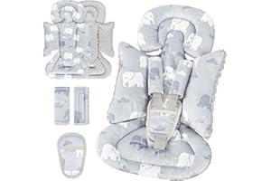 TANOFAR Car Seat Head Support Baby - Infant Car Seat Insert for Newborn Girls Boys - Soft Carseat Head Support for Infant - Newborn Carseat Insert for Car Seats, Strollers, Swings, Bouncer (Elephant)