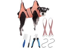 Kkiimatt Hamac de toilettage pour chien et chat, hamac de toilettage pour chien de petite taille avec coupeclouslime à ongles avec large sangle cousue sur le sac de retenue de toilettage pour