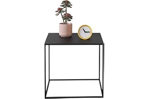 [en.casa] Tavolino in Metallo 50 x 55 x 55 cm Mobile Basso per Soggiorno Tavolo da Appoggio - Nero