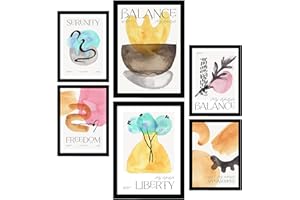 Nacnic Zestaw 6 abstrakcyjnych plakatów. Równoważenie. Arkusze z estetyką Wystawa Sztuki Pełnokolorowe ilustracje do projektowania i dekoracji wnętrz Rozmiary A3 & A4, bez ramek.