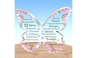 AMZQ Inspirational 13th Birthday Gifts for Girls Transparent Butterfly Shape Acrylic Birthday Present Ideas for 13 Year Old Girl