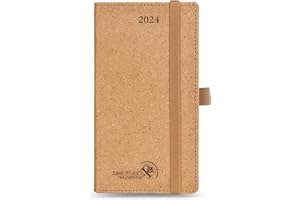 ‎POPRUN POPRUN Taschenkalender 2024 Klein 16,5 x 9 cm - Hergestellt aus 100% Erneuerbaren und Umweltfreundlichen Materialien - Kalender 2024 Wochenplaner mit 80 GSM Recyceltes Papier - Wüstenbraun