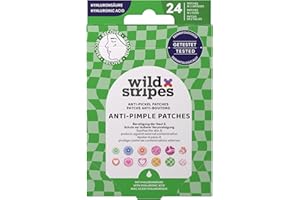 ‎WILD STRIPES Wild Stripes - Anti-Pimple Patches Groovy Recover - Bunte Pickelpflaster mit Hydrokolloid & Hyaluronsäure für Tag- und Nachtpflege - Anti Pickel und Mitesser - Hautpflege für unreine Haut - 24 Stk