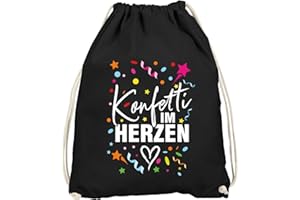 ‎MOONWORKS MoonWorks® Turnbeutel Fasching Karneval Konfetti im Herzen Spruch lustig Faschingsartikel Tasche Gymbag