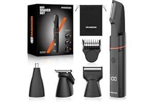 ‎MAXGROOM MAXGROOM 4-in-1 Intimrasierer Mann, Wasserdicht Körperrasierer Herren, Wiederaufladbarer Type-C Rasierer Herren Intimbereich, Body Groomer Men, Intim Rasierer Männer für Bart Gesicht Achseln und Hoden