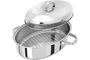 Judge Tc182 35 x 25 cm Thermic Plat à rôtir Ovale avec Couvercle dôme en Acier Inoxydable