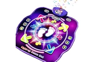 SUPRBEE Tanzmatte Kinder Spielzeug Geschenke 3 4 5 6 7 8 9 10+ Jahre, Musikmatte für mädchen/jungen mit LED-Lichtern&Bluetooth, 5 Spielmodi Integrierte Musik, Geburtstag Weihnachten Spielzeug (4 Lichtpfeile)