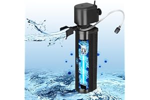 TARARIUM Filtro acquario per laghetti da 150-560 litri, 7 W anti-alghe chiarificatore U-V Filtro interno 1500L/h Pompa sommergibile per acquari d'acqua dolce e salata cristallo chiaro distruttore di algu