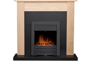 Adam Southwold Fireplace in Oak & Black with Colorado Electric Fire in Black, 43 Inch