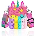 Civan Unicorn Pop Purse for Girls and Women, 3 in 1 Pop Fidget Bag Toys, Shoulder Bag with Adjustable Strap, Multi Color, 5.3" x 3.3" x 1.6"