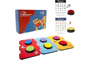 BUYVIKAY Satz von 6-farbigen Hunde Button mit DREI Matten und Aufklebern-Hund Training Buzzer-Aufnahme-Wiedergabe Ihrer eigenen Nachricht, um Ihre Hunde Stimme beizubringen, was sie wollen