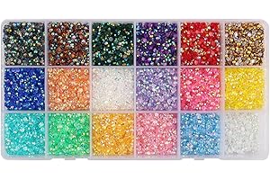 RUUKON 18 Colours 3mm Flat Back Rhinestones Resin Crystal AB Jelly Bedazzling Gems for Crafting Nails Clothes Face Shoes Tumblers Decoration