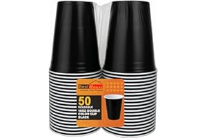 BEST HOUSE ANOTHER FINE PRODUCT BH | Black Plastic Cups | 16oz | 470 ml | 50-Pack | Party Cup, Drinking Cup for Party, Events, Everyday, Christmas, Games, Wedding and Picnics, Reusable & Recyclable Drinking Cups - by Best House