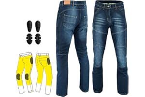 REXTEK Wim-Tec 1051 (Modell jn-999) Motorrad-Panzerjeans aus Denim-Kevlar-Jeans, Sicherheitsschutz mit 2 x Knieschützern, 2 x Hüftschutz