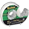 3M Scotch Magic Tape Roll with Refillable Dispenser | 1.9cm x 25.4 Meter | Invisible, writable and Hand tearable | for School Projects, Home and Office use