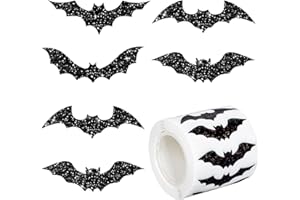 GTYARYUA Sticker Halloween, 500 PCS Fledermaus Aufkleber, Sticker Halloween Kinder, Glitzer Dekorative Aufkleber Rolle, für Kinder Partys und Briefumschläge Notizbücher (Fledermaus)