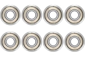 YIYAO Roulements de Haute qualité, 608 roulements de Skateboard, roulements de Skate ZZ, 608 roulements de Patins à roulettes, roulements à Billes à Double roulement, Argent, 8 Paquets
