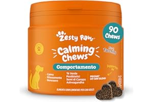 Zesty Paws calmante per cani | Integratore per cani | Ashwagandha, Tè Verde e L-Triptofano | Alimento Complementare per cani Adulti di tutte le taglie | Gusto Tacchino | 90 Pezzi