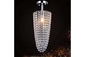 FINKTONGLAN Kristall Kronleuchter 1 Licht Deckeneinbauleuchte Moderne Kronleuchter Leuchte für Schlafzimmer Wohnzimmer Esszimmer Flur