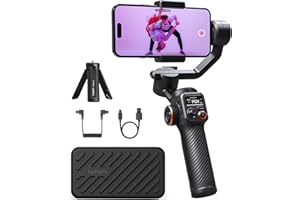 hohem iSteady M6, Estabilizador de Móvil de 3 Ejes para iPhone y Android, Rotación de 360°, Pantalla OLED, Carga Útil 400g, Cardán para Smartphone para Vlogging Vídeos TikTok