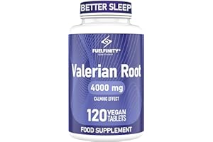 High Strength: Valerian Root Tablets - 4000mg per Tablet - Stress Management Herbal Supplement - Valerian Root Supplement for Sleep Support - Vegan - FuelFinity® Standards (1 Pack)