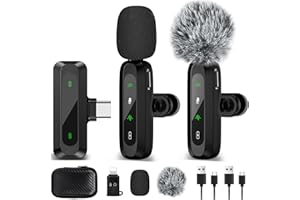 Liuwid Bezprzewodowy mikrofon krawatowy do iPhone'a i Androida, 2,4 GHz, plug and play, mini mikrofon, redukcja szumów przez DSP, do nagrywania, Youtube, TikTok, blogów, wywiadów