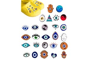 MOPZIJA 26PCS pins crocs，jibbitz pour crocs,charms crocs,accessoires crocs,crocs pins,bijoux crocs,Boucle de chaussure en crocodile Evil Eye DIY,deco noel,mauvais oeil lot