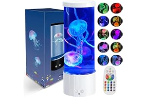 AONESY Lámpara LED Medusa 17 colores, lámpara medusa, lámpara de lava, acuario, lámpara medusa para niños con mando a distancia, lámpara de lava, decoración de acuario, luz ambiental, blanco