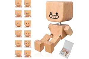 Lets Joy Petit Bonhomme en Bois Qui Bouge, Figurine de Petit Bonhomme de Bois Secouant, Deco Voiture, Figurines de Tableau de Bord, Cadeaux Amusants et Créatifs