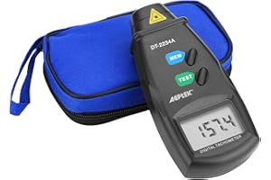 FITNATE 20713A Tacómetro Digital RPM, Medidor de Velocidad, sin Contacto de Rotación, Precisión de 2,5~99 999 RPM con Baterías Incluidas, 4 Paquetes de Cinta Reflectante con Funda de Transporte