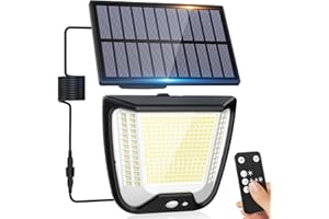spqment Solar Outdoor Security Sensor Lights: 288 LED Outdoor Garden Lights 3 Modes Outside Flood Light IP65 Waterproof Remote Control Solar Panel Powered Floodlight for Garden Shed Yard Porch