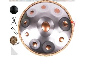 LXXBDDM 9/10 notes Handpan Drum Instrument,22 pouces in Handpan Drum In D Minor Percussion,Tambour à main en acier Avec Sac Soft Handpan,2 Maillets Handpan,Stand Handpan,Pour la guérison sonore,Méditation