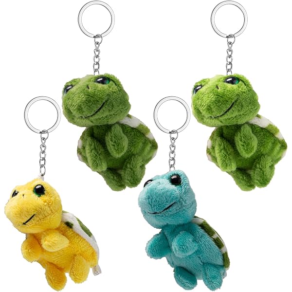 Portachiavi Tartaruga In Peluche, Verde, Espressione Buffa, Portachiavi Morbido Grande 8cm - 4