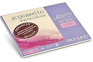 Honsell 19302330 Fabriano Artistico Acquarello Watercolour, extra bianco, satinato pressato, 23 x 30,5 cm, 20 fogli da 300 g/m², cartoncino per acquerello di alta qualità, blocco incollato su 4 lati