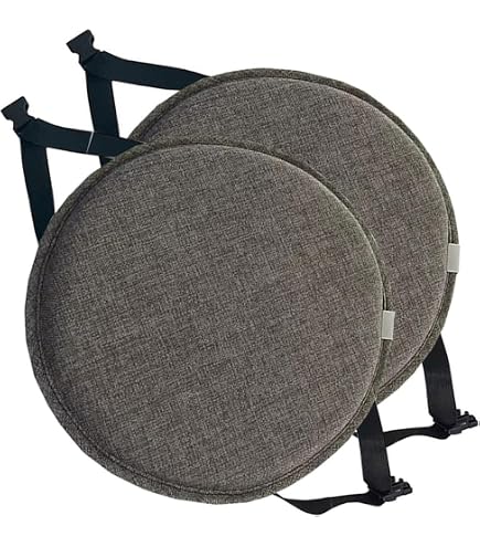 Cuscini Rotondi Per Sedie 35 Cm (2 Pezzi) – Antiscivolo, In Lino, Spessore 3 Cm, Per Interni Ed Esterni