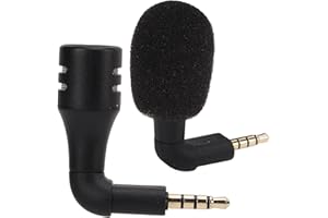 Akozon Mini wielokierunkowy mikrofon pojemnościowy elastyczny, gniazdo 3,5 mm, regulowane radio przestrzenne 360°, przenośny mikrofon audio do smartfona