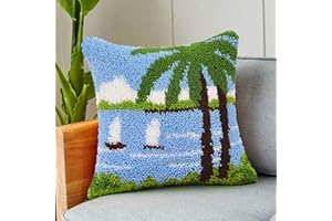 ROCKY&CHAO Myriad Choices Knüpfteppich Zum Selber Knüpf-Sets mit Kissen knüpfen 43x43cm Kissenbezug für Erwachsene und Kinder Latch Hook Kit Heimaccessoire, Wandkunst